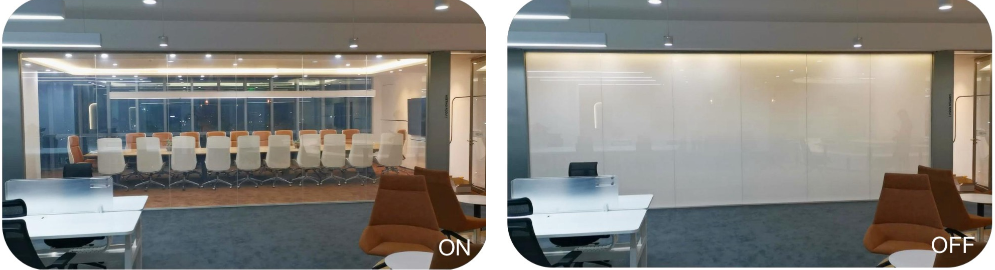 PDLC Film On and Off Comparison